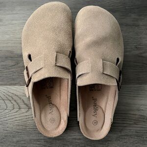 Tan Suede Mules for Women